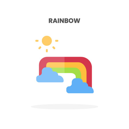 Rainbow icon flat. Vector illustration on white background. Can used for web, app, digital product, presentation, UI and many more.のイラスト素材