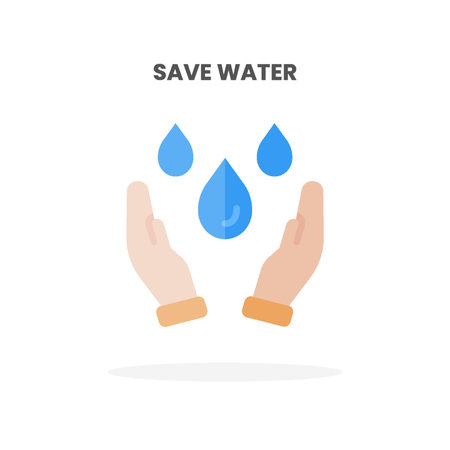 Save Water icon flat. Vector illustration on white background. Can used for web, app, digital product, presentation, UI and many more.のイラスト素材