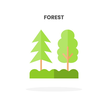 Forest icon flat. Vector illustration on white background. Can used for web, app, digital product, presentation, UI and many more.のイラスト素材