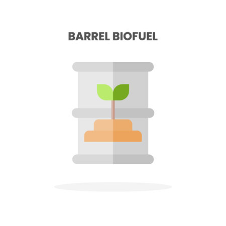 Barrel Biofuel icon flat. Vector illustration on white background. Can used for web, app, digital product, presentation, UI and many more.のイラスト素材