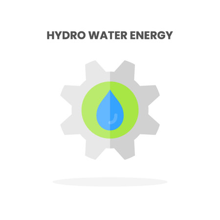 Hydro Water Energy icon flat. Vector illustration on white background. Can used for web, app, digital product, presentation, UI and many more.のイラスト素材