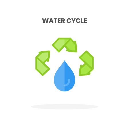 Water Cycle icon flat. Vector illustration on white background. Can used for web, app, digital product, presentation, UI and many more.のイラスト素材