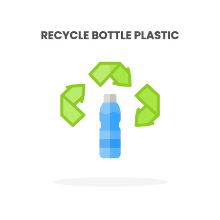 Recycle Bottle Plastic icon flat. Vector illustration on white background. Can used for web, app, digital product, presentation, UI and many more.のイラスト素材