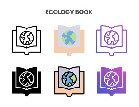 Ecology Book icons vector illustration set line, flat, glyph, outline color gradient. Great for web, app, presentation and more. Editable stroke and pixel perfect.のイラスト素材