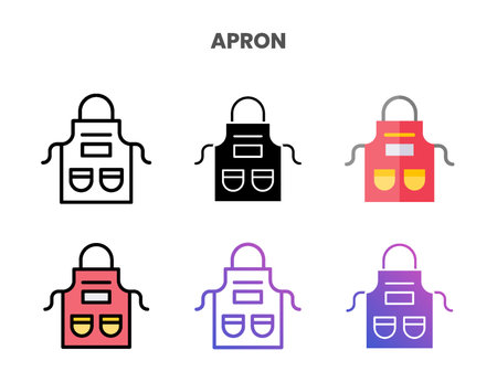 Apron icons vector illustration set line, flat, glyph, outline color gradient. Great for web, app, presentation and more. Editable stroke and pixel perfect.のイラスト素材