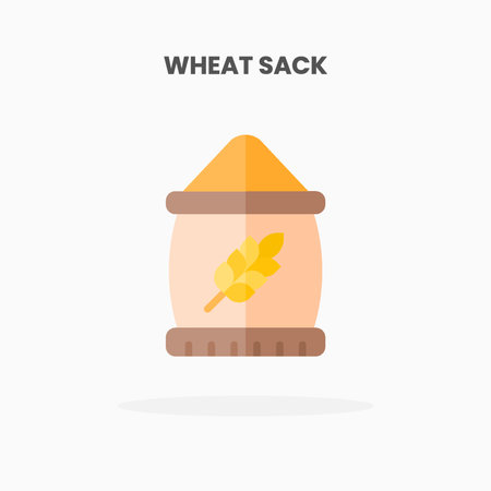 Wheat Sack icon flat. Vector illustration on white background. Can used for web, app, digital product, presentation, UI and many more.のイラスト素材