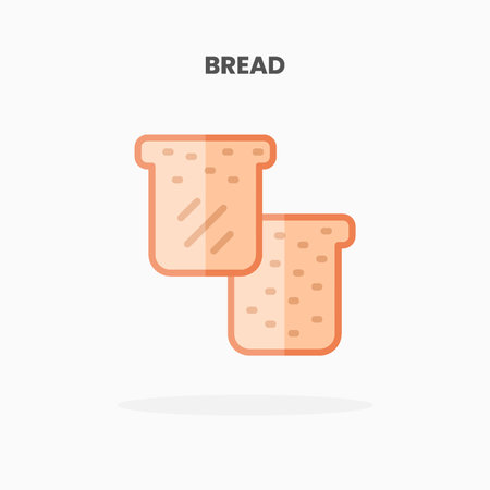 Bread icon flat. Vector illustration on white background. Can used for web, app, digital product, presentation, UI and many more.のイラスト素材