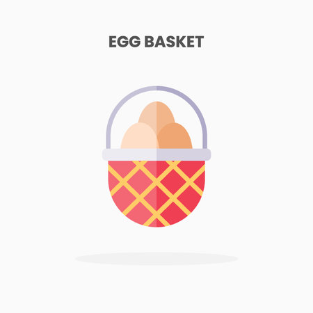 Egg Basket icon flat. Vector illustration on white background. Can used for web, app, digital product, presentation, UI and many more.のイラスト素材