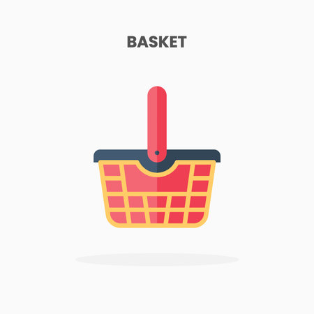 Basket icon flat. Vector illustration on white background. Can used for web, app, digital product, presentation, UI and many more.のイラスト素材