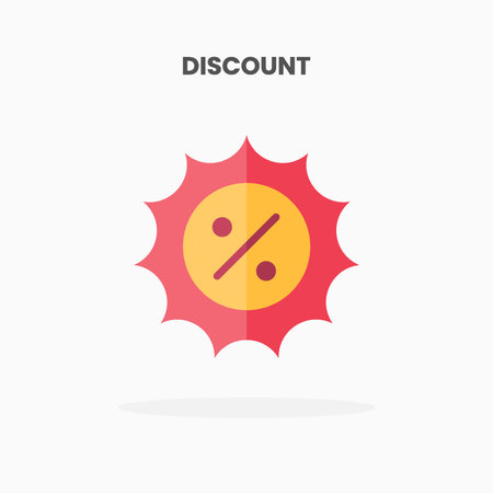 Discount icon flat. Vector illustration on white background. Can used for web, app, digital product, presentation, UI and many more.のイラスト素材