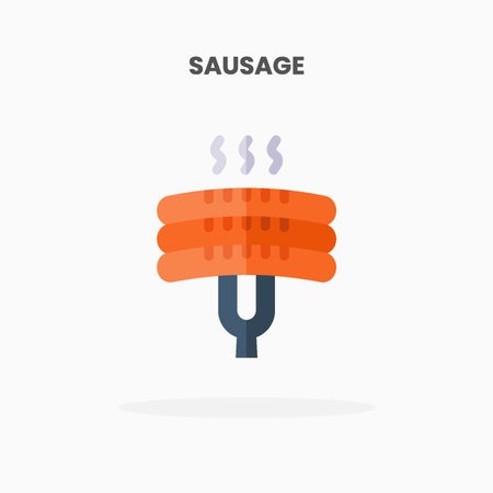 Sausage icon flat. Vector illustration on white background. Can used for web, app, digital product, presentation, UI and many more.のイラスト素材