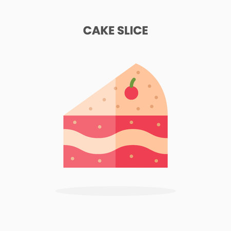 Cake Slice icon flat. Vector illustration on white background. Can used for web, app, digital product, presentation, UI and many more.のイラスト素材