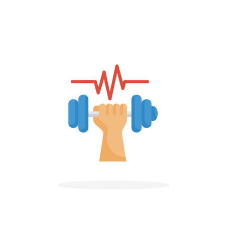 Dumbbell Gym icon flat. Vector illustration on white background. Can used for web, app, digital product, presentation, UI and many more.のイラスト素材
