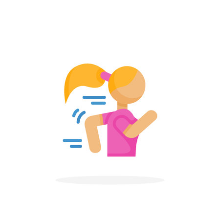 Running Woman icon flat. Vector illustration on white background. Can used for web, app, digital product, presentation, UI and many more.のイラスト素材