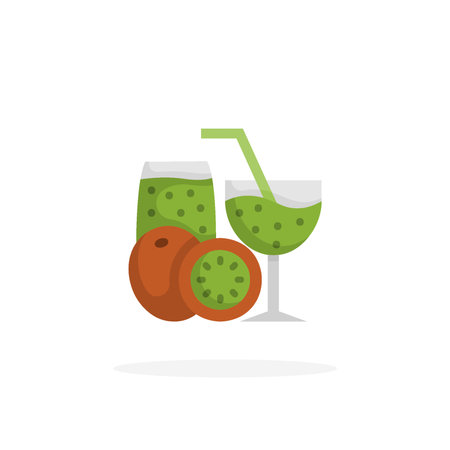 Kiwi Juice icon flat. Vector illustration on white background. Can used for web, app, digital product, presentation, UI and many more.のイラスト素材