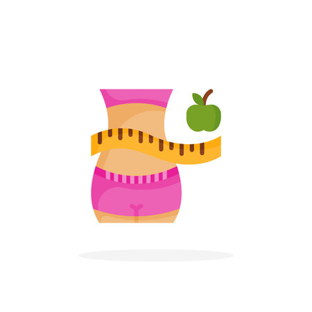 Diet Weight Loss icon flat. Vector illustration on white background. Can used for web, app, digital product, presentation, UI and many more.のイラスト素材