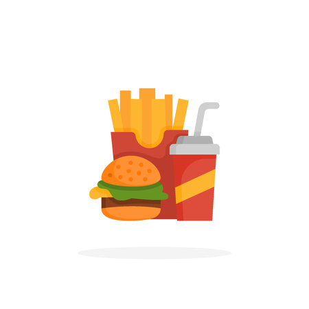 Fast Food icon flat. Vector illustration on white background. Can used for web, app, digital product, presentation, UI and many more.のイラスト素材