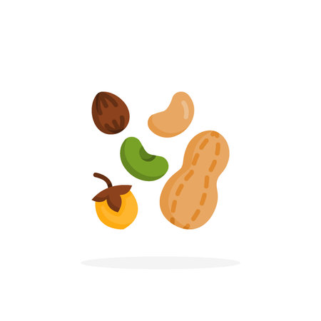 Nuts icon flat. Vector illustration on white background. Can used for web, app, digital product, presentation, UI and many more.のイラスト素材