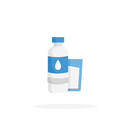 Mineral Water icon flat. Vector illustration on white background. Can used for web, app, digital product, presentation, UI and many more.のイラスト素材