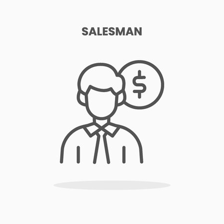 Salesman person dollar icon vector illustration line style. Great design for web, app and more. Editable Stroke and pixel perfect.のイラスト素材