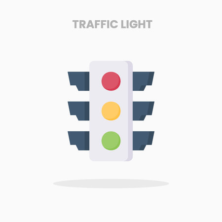 Traffic Light icon flat. Vector illustration on white background. Can used for web, app, digital product, presentation, UI and many more.のイラスト素材