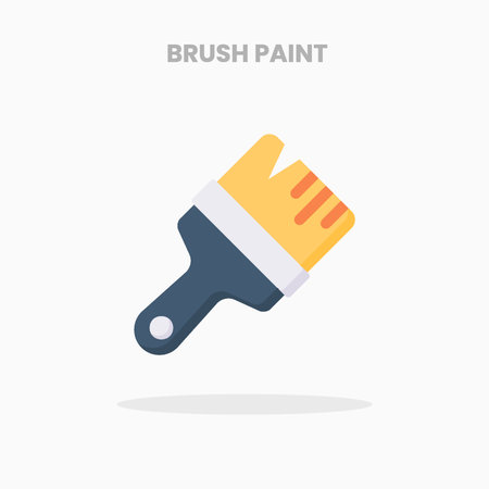 Brush Paint icon flat. Vector illustration on white background. Can used for web, app, digital product, presentation, UI and many more.のイラスト素材