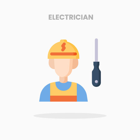 Electrician icon flat. Vector illustration on white background. Can used for web, app, digital product, presentation, UI and many more.のイラスト素材