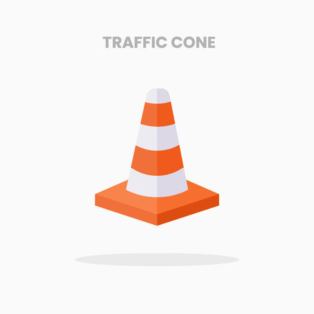 Traffic Cone icon flat. Vector illustration on white background. Can used for web, app, digital product, presentation, UI and many more.のイラスト素材