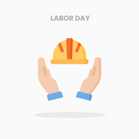 Labor day icon flat. Vector illustration on white background. Can used for web, app, digital product, presentation, UI and many more.のイラスト素材
