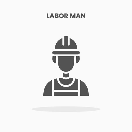 Labor Man icon vector illustration glyph style. Great used for web, app, digital product, presentation, UI and many more.のイラスト素材