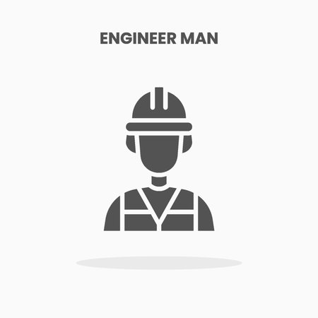 Engineer man icon vector illustration glyph style. Great used for web, app, digital product, presentation, UI and many more.のイラスト素材