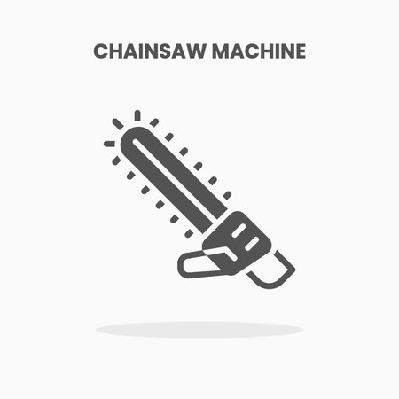 Chainsaw machine icon vector illustration glyph style. Great used for web, app, digital product, presentation, UI and many more.のイラスト素材