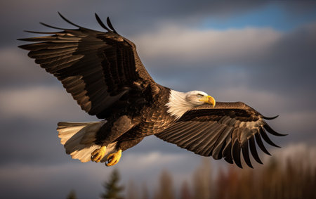 Bald Eagle flight in the skyの素材
