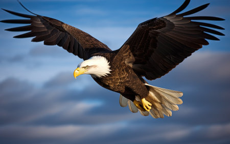 Bald Eagle (Haliaeetus leucocephalus) flight in the skyの素材