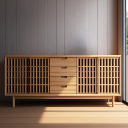 Wooden cupboard in the room. 3d renderingの写真素材