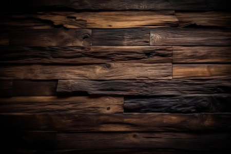 Wooden wall background or texture. Dark brown wooden planks.の写真素材