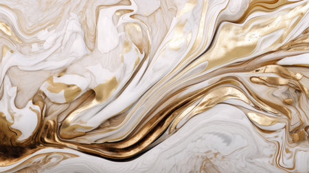 Abstract fluid art background beige and silver colors. Liquid marble. Acrylic painting on canvas with gray glitter and gradient. Ink beige backdrop with shiny wavy patternの写真素材