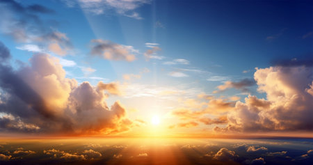 Beautiful Sunrise Sky with Sea of the mist of fog in the morning. High quality 3d illustrationの写真素材