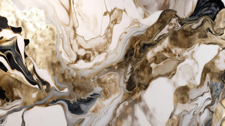 Abstract fluid art background beige and silver colors. Liquid marble. Acrylic painting on canvas with gray glitter and gradient. Ink beige backdrop with shiny wavy patternの写真素材