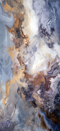 Art, painting- Natural gray color: metallic, silver, steel, iron. Trendy artwork. Swirls of marble and the ripples of agate. Natural pattern, mixed paints, luxurious beauty. High quality photoの写真素材