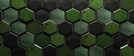 Black and green hexagon background. High quality photoの素材