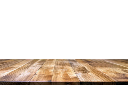 Empty wooden table for product placement or montage with white background. High quality photoの素材