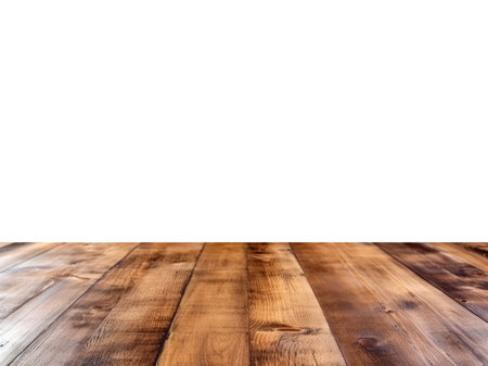 Empty wooden table and white wall background, product display montage. High quality photoの素材