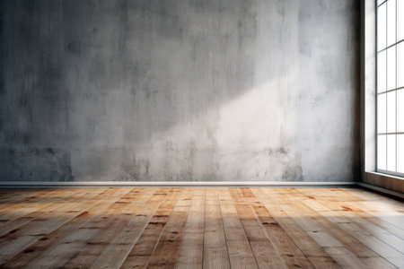 Empty room with concrete wall and wooden floor. High quality photoの素材