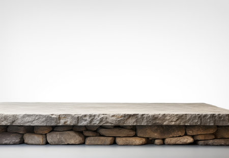 Empty stone shelf on white background. For product display. High quality photoの素材