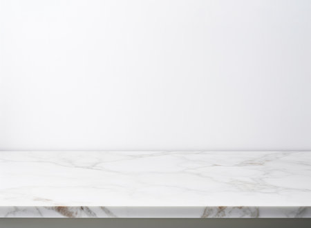 Empty white marble table top and white wall background. For product display. High quality photoの素材