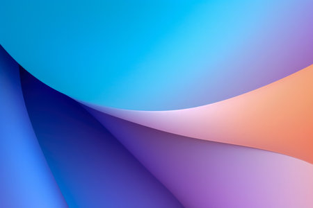 The background with an abstract style displays curved lines in a gradient of blue, purple and orange, providing a modern and dynamic touch.の素材