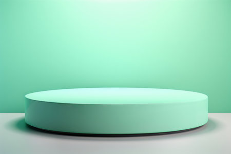 Combined with a refreshing green mint background, a round green mint podium creates a minimalist-style mock-up presentation that becomes an ideal choice for product presentations.の素材