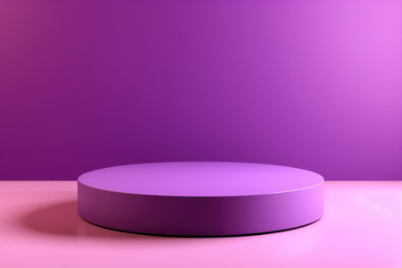 The touch of purple on the podium placed on a pink table, with a purple background, creates a stylish and elegant atmosphere, adding aesthetic value to every product presentation.の素材