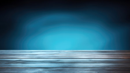 Empty wooden floor with blue background. Ready for product display montage. High quality photoの素材